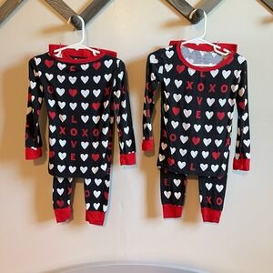 Little Sleepies 2pc Bamboo LOVE Black Red XO Pajamas | 3T